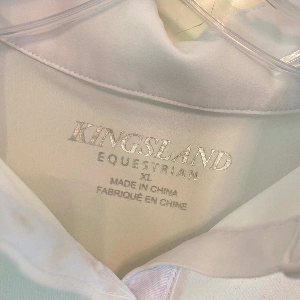 Kingsland‎ Equestrian Paisely Show Shirt Sleeveless White Women XL Shimmer STAIN - Picture 2 of 12